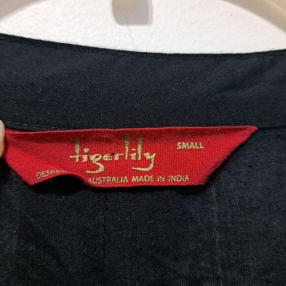 Tigerlily Embroidered Button Down Fringe Cardigan Cruise Dress Small Black - Picture 9 of 17